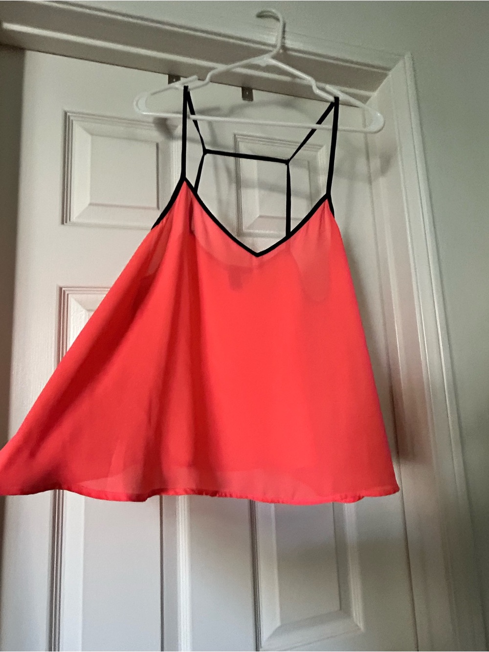 Forever 21 Coral Camisole with Black Trim and Strappy Back